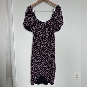 Astr Floral Puff Sleeve Midi Dreds